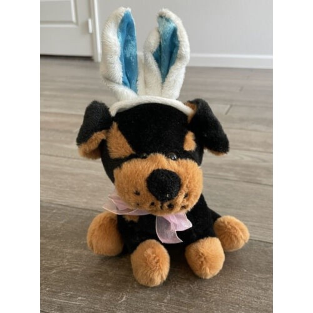 DanDee Collector's Choice Easter Plush Rottweiler With Bunny Ears  8" 2017